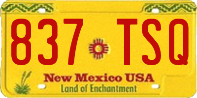 NM license plate 837TSQ