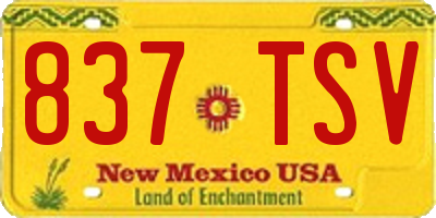 NM license plate 837TSV