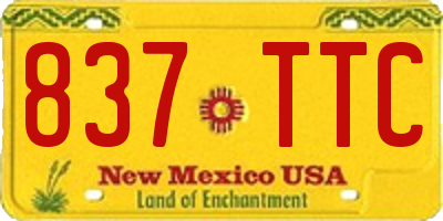 NM license plate 837TTC