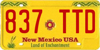 NM license plate 837TTD