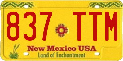 NM license plate 837TTM