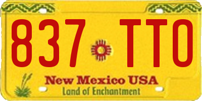 NM license plate 837TTO