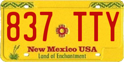NM license plate 837TTY