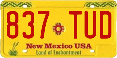 NM license plate 837TUD