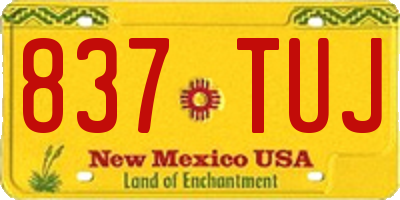 NM license plate 837TUJ