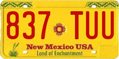 NM license plate 837TUU