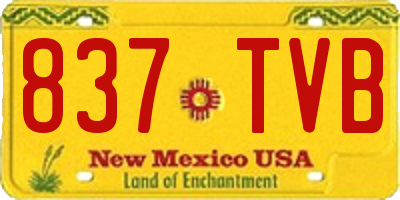 NM license plate 837TVB