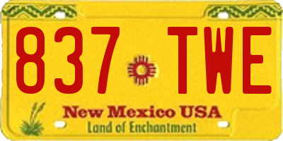 NM license plate 837TWE