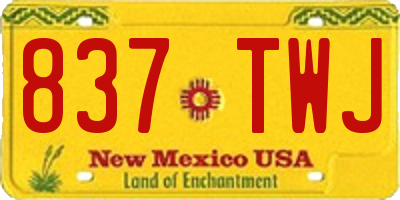 NM license plate 837TWJ