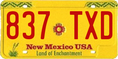 NM license plate 837TXD