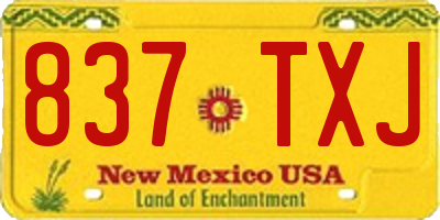 NM license plate 837TXJ
