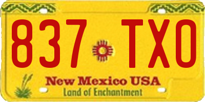 NM license plate 837TXO
