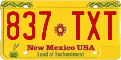 NM license plate 837TXT