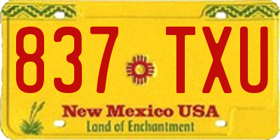 NM license plate 837TXU