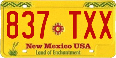 NM license plate 837TXX