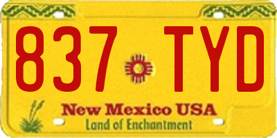 NM license plate 837TYD