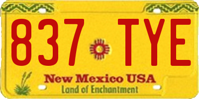 NM license plate 837TYE