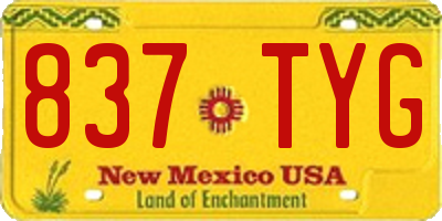 NM license plate 837TYG