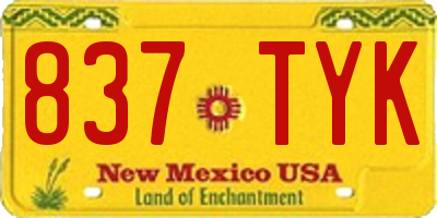 NM license plate 837TYK