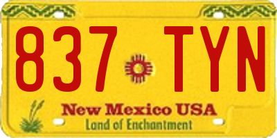 NM license plate 837TYN