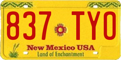 NM license plate 837TYO