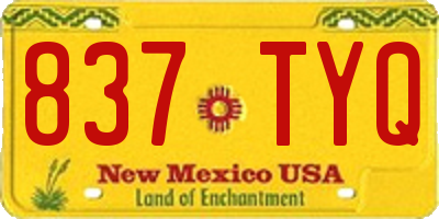 NM license plate 837TYQ
