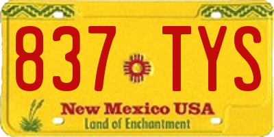 NM license plate 837TYS