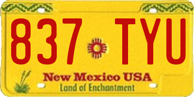 NM license plate 837TYU