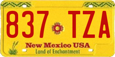 NM license plate 837TZA