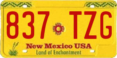NM license plate 837TZG