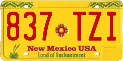 NM license plate 837TZI