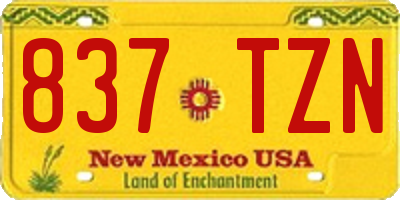 NM license plate 837TZN