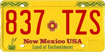 NM license plate 837TZS