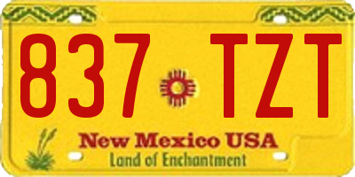 NM license plate 837TZT