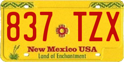 NM license plate 837TZX