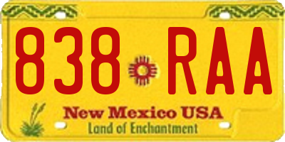 NM license plate 838RAA