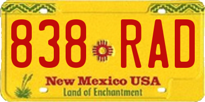 NM license plate 838RAD