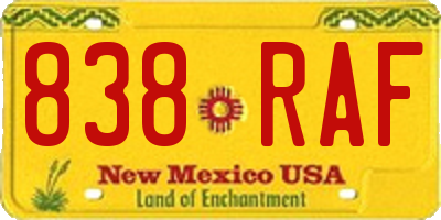 NM license plate 838RAF