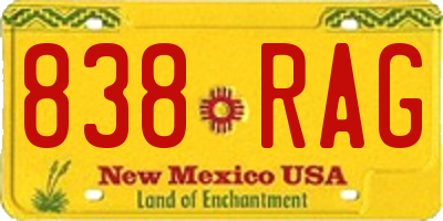 NM license plate 838RAG