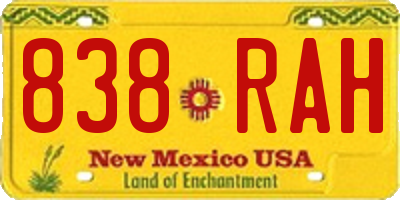 NM license plate 838RAH