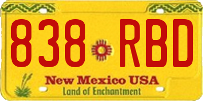 NM license plate 838RBD