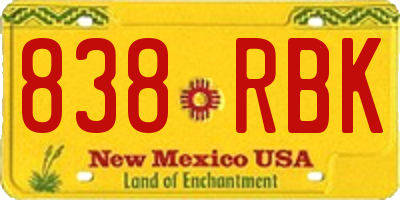 NM license plate 838RBK