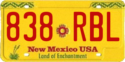 NM license plate 838RBL