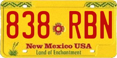 NM license plate 838RBN