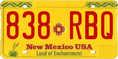 NM license plate 838RBQ