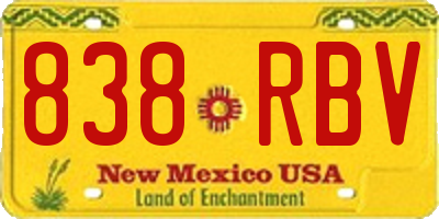 NM license plate 838RBV