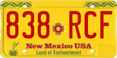 NM license plate 838RCF