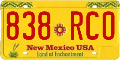 NM license plate 838RCO