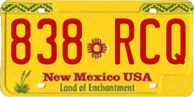 NM license plate 838RCQ