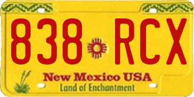 NM license plate 838RCX